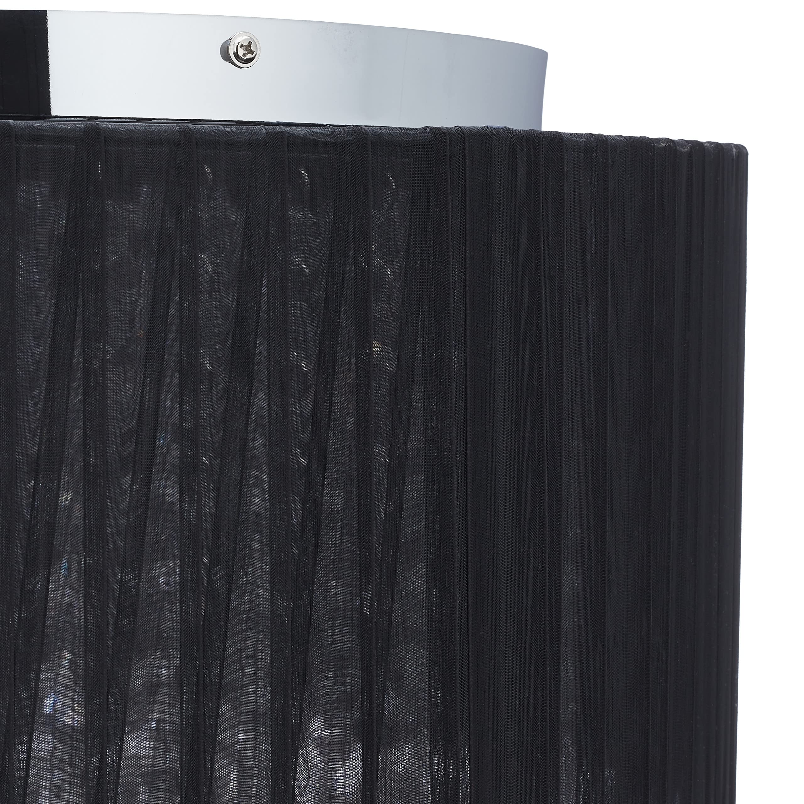 Relaxdays Deckenlampe Kristall, Lampenschirm aus Organza, G9-Fassung, 5-flammige Deckenleuchte, 39x40cm, schwarz/silber