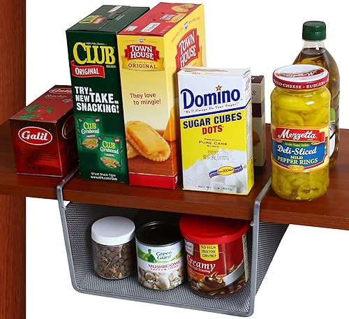 Miniatura 7 de YBM Home Cesta para debajo del estante (paquete de 6) de malla de acero inoxidable para almacenamiento debajo del gabinete, cesta colgante maximiza