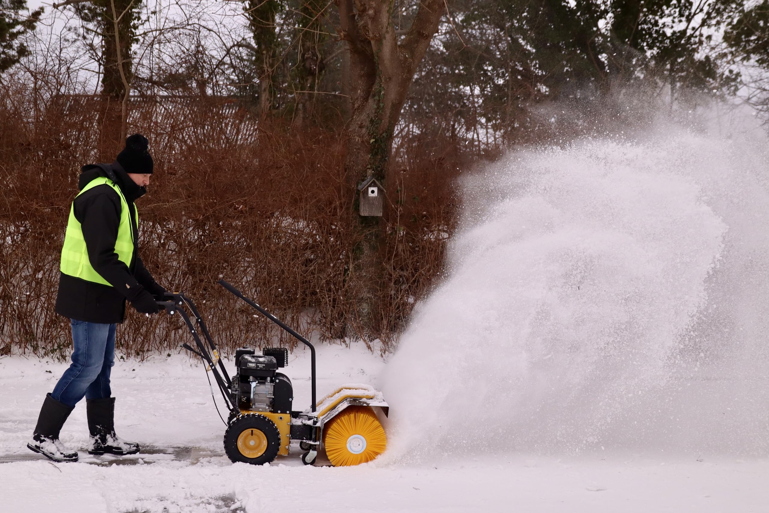Texas Handy Sweep 619TG 3in1 179ccm Kehrmaschine Benzin mit Schneeschild Schneeschieber Laubsammler Fangkorb Schneefräse Schneeräumer mit Antrieb Radantrieb | 60cm | 4,8PS | 4Takt | 3xVor.1xRück.