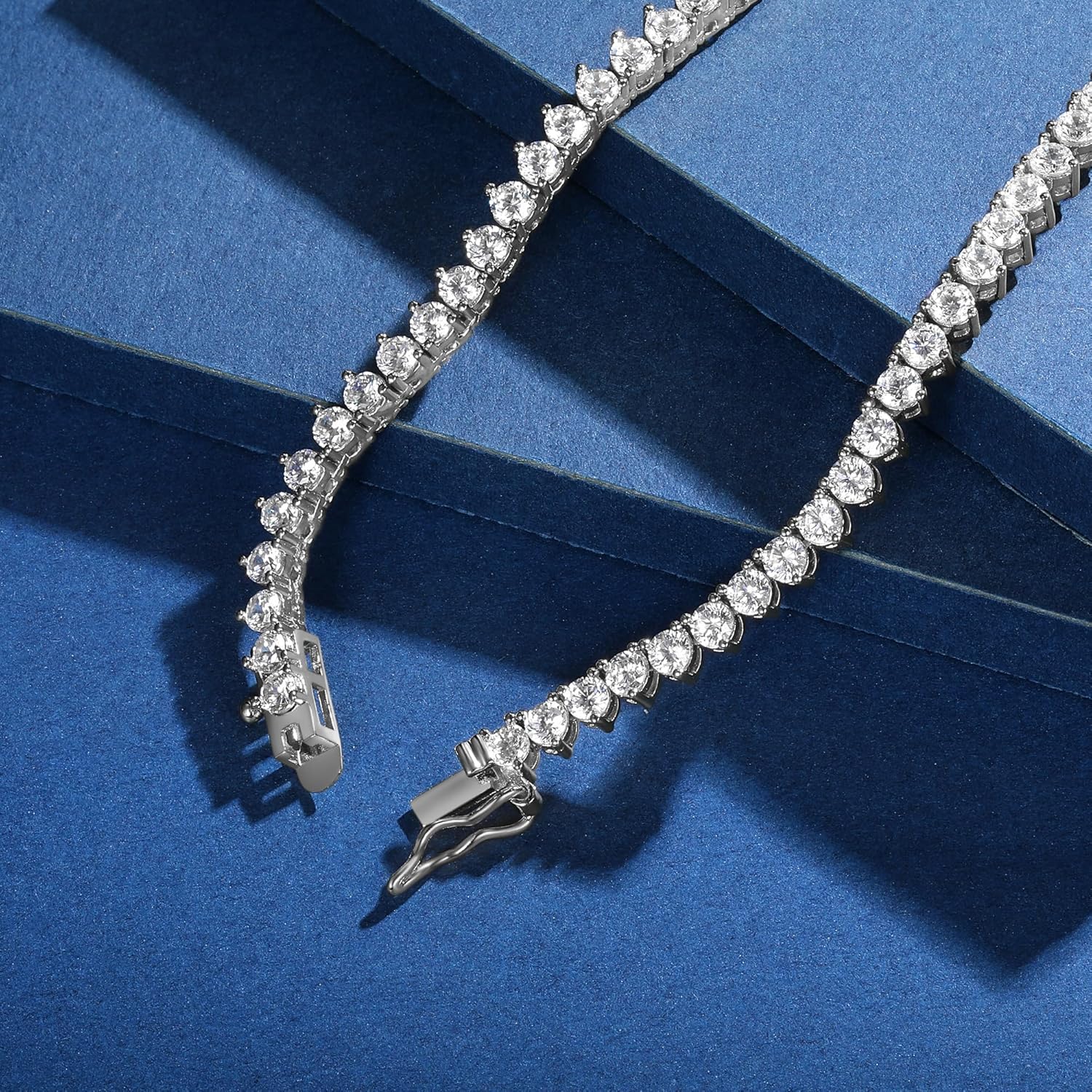 Gemsme 18K White/Yellow Gold Plated Cubic Zirconia Classic Tennis Necklace for Women, White Gold Plated, Brass - Image 4