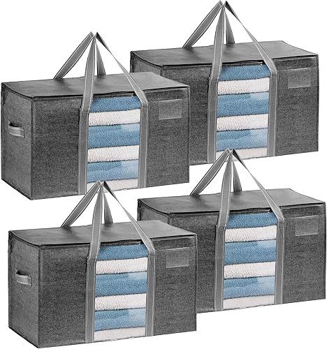 VENO Paquete de 4 bolsas de mudanza y contenedores grandes de almacenamiento de Navidad con tapas. Suministros de embalaje para dormitorio