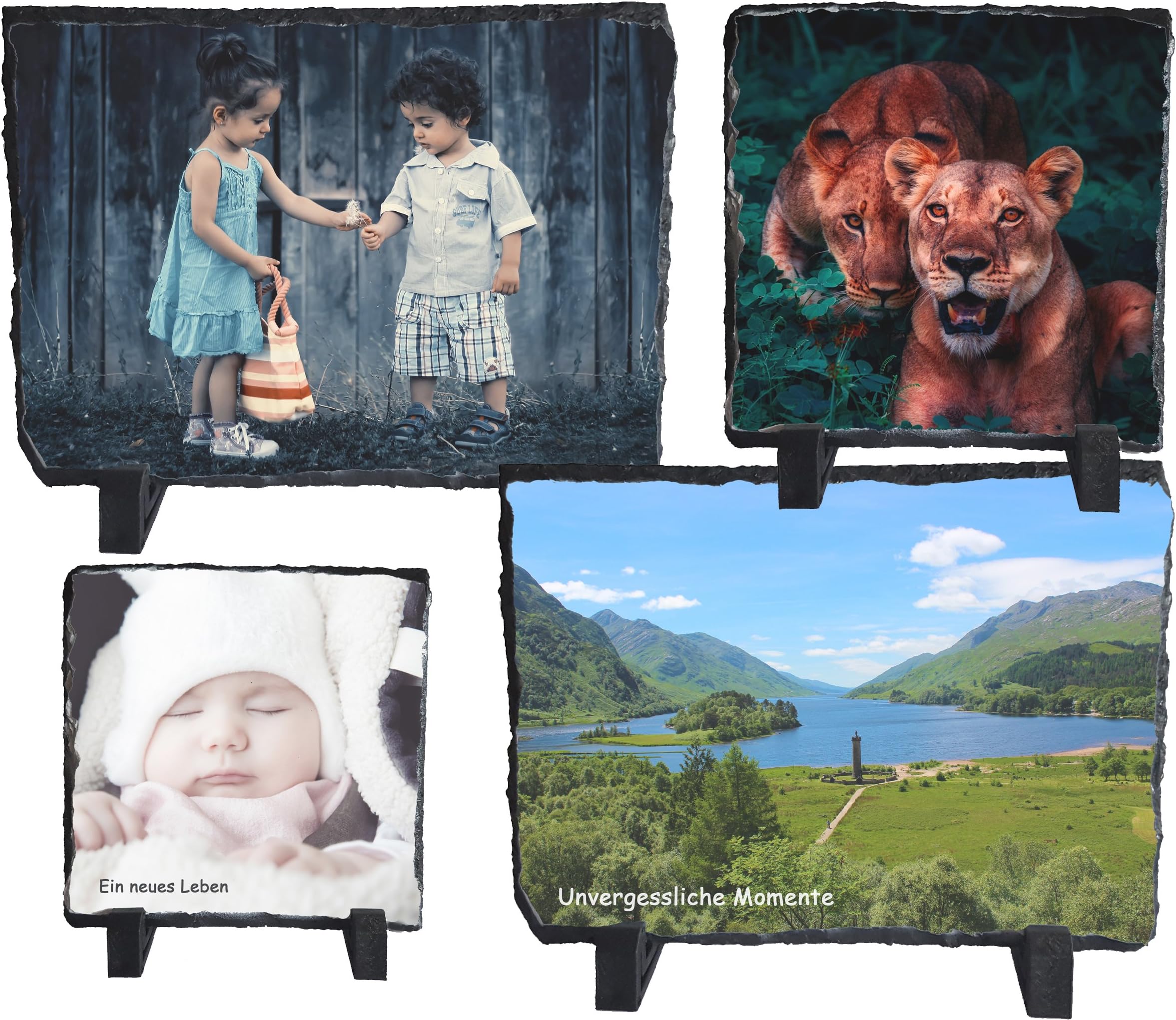 Writing Slate with Slate Door Plaque Personalised Photo with Photo Print, 4 Sizes