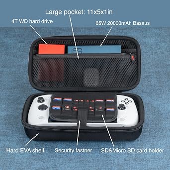 ButterFox Large Carrying Case for Lenovo Legion Go S Handheld, Fits Charger, Two Accessories Compartments for Large 65W Battery Pack, Folding Keyboard - Black