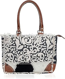 Upcycled Canvas & Leather Shoulder Bag Tote Crossbody Purse Leather Tote...