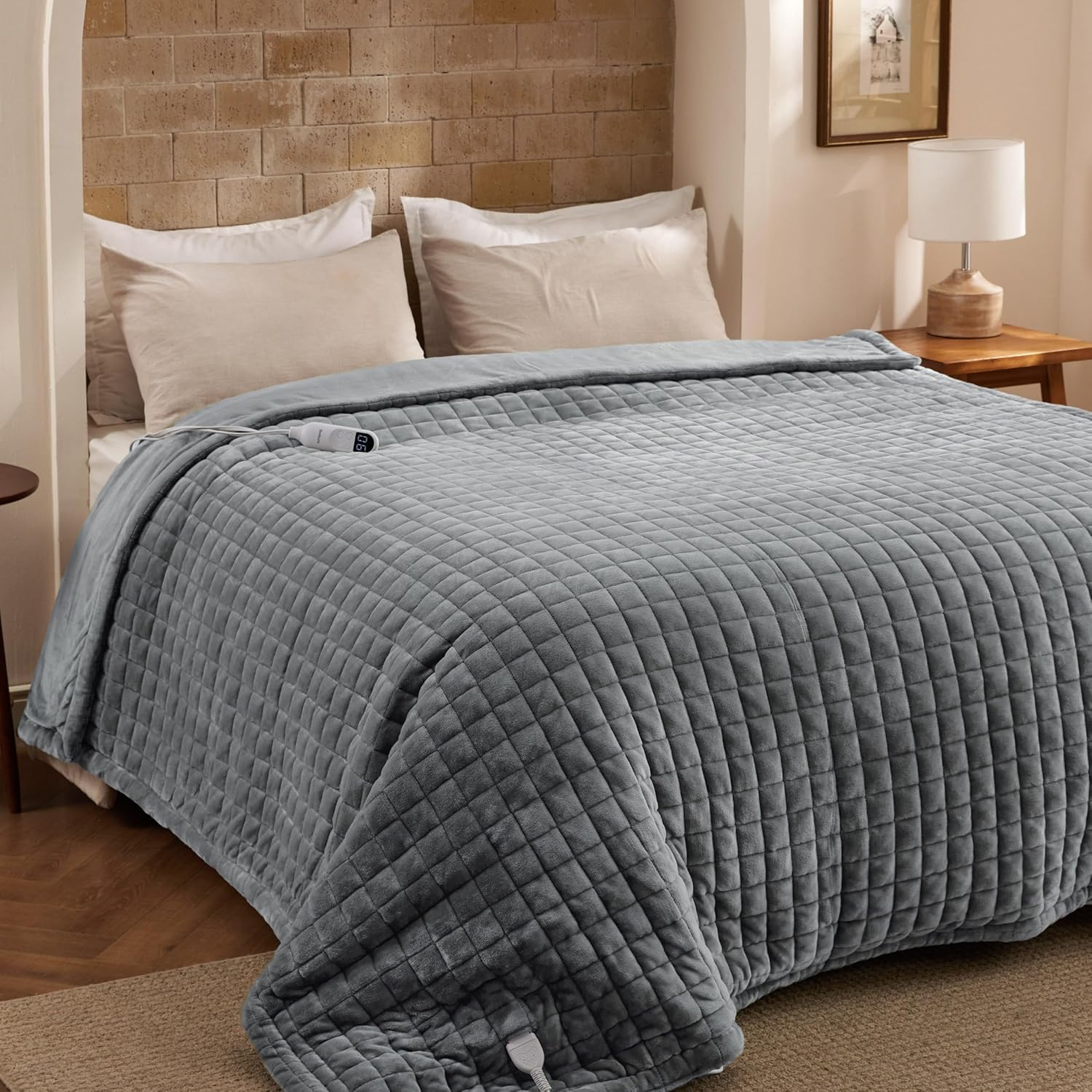 Bedsure Electric Blanket Full Size - Quilted Heated Blanket Full, Soft Flannel Thick Heating Blanket with 10 Time Settings & 6 Heat Settings, Warm Gifts for Women Men (72x84 inches, Formal Gray) 17 - Formal Gray Full