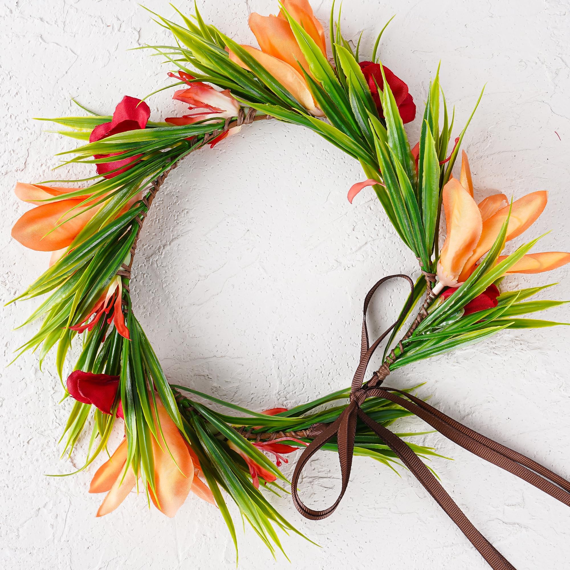 Couronne de Fleurs Hawaïen, Couronne de Fleurs Tropicales Artificielles Lei Luau, Costume Hawaïen, Convient aux Filles et aux Femmes, Décorations pour Fêtes d'été à la Plage et à la Piscine (B)