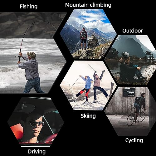 Miniatura 8 de RUNCL Gafas de sol deportivas polarizadas Billy Pesca Ciclismo Conducción (NegroGris)