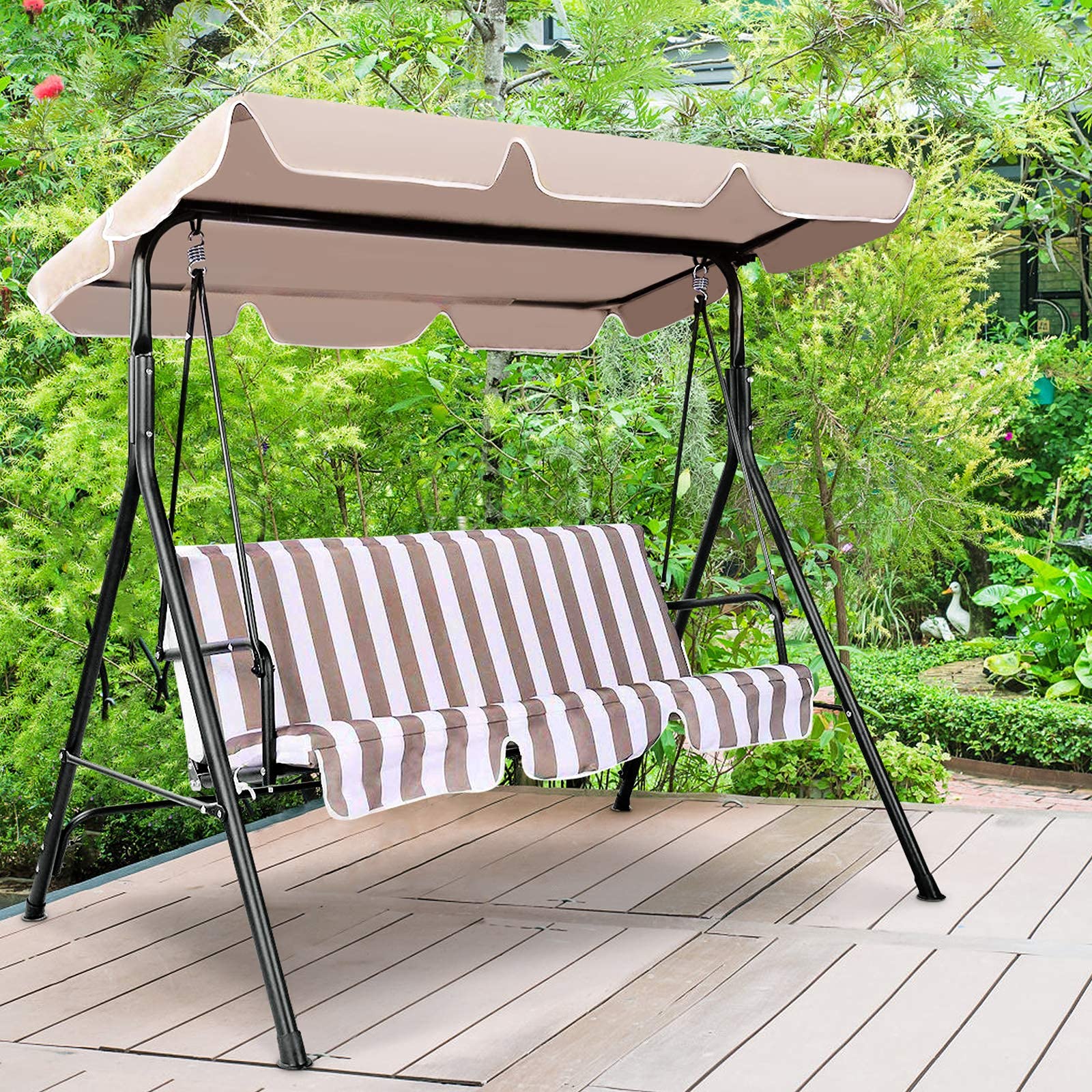 GIANTEX Copertura di Ricambio Universale per Dondolo, Tettuccio Tetto di Ricambio per Dondolo da Giardino per Esterno Beige