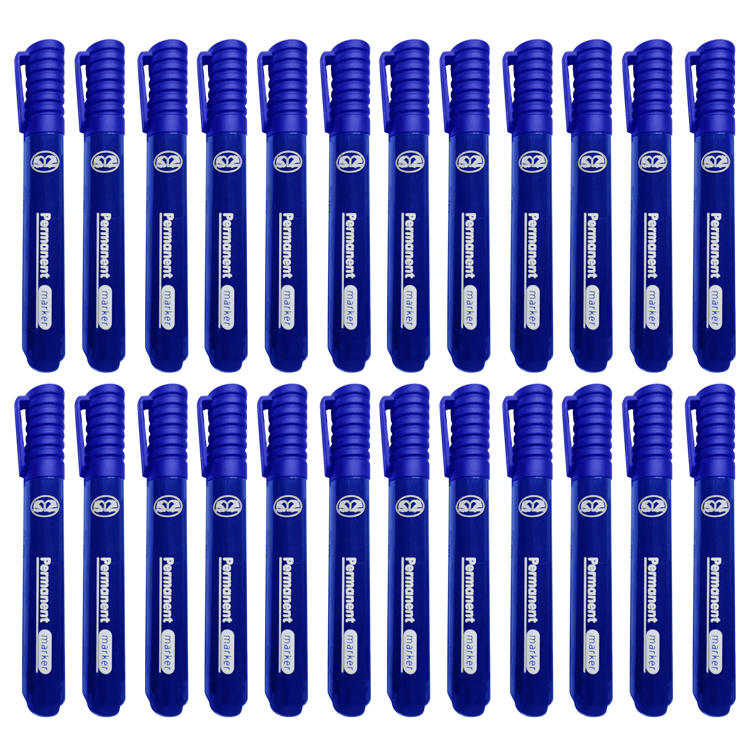 Blue Permanent Markers Thick Bullet Tip Permanent Marker Pens Waterproof Quick Drying Pens Works on Plastic Glass Wood Metal & Fabric For Colouring Doodling Marking Office School Stationery (100)