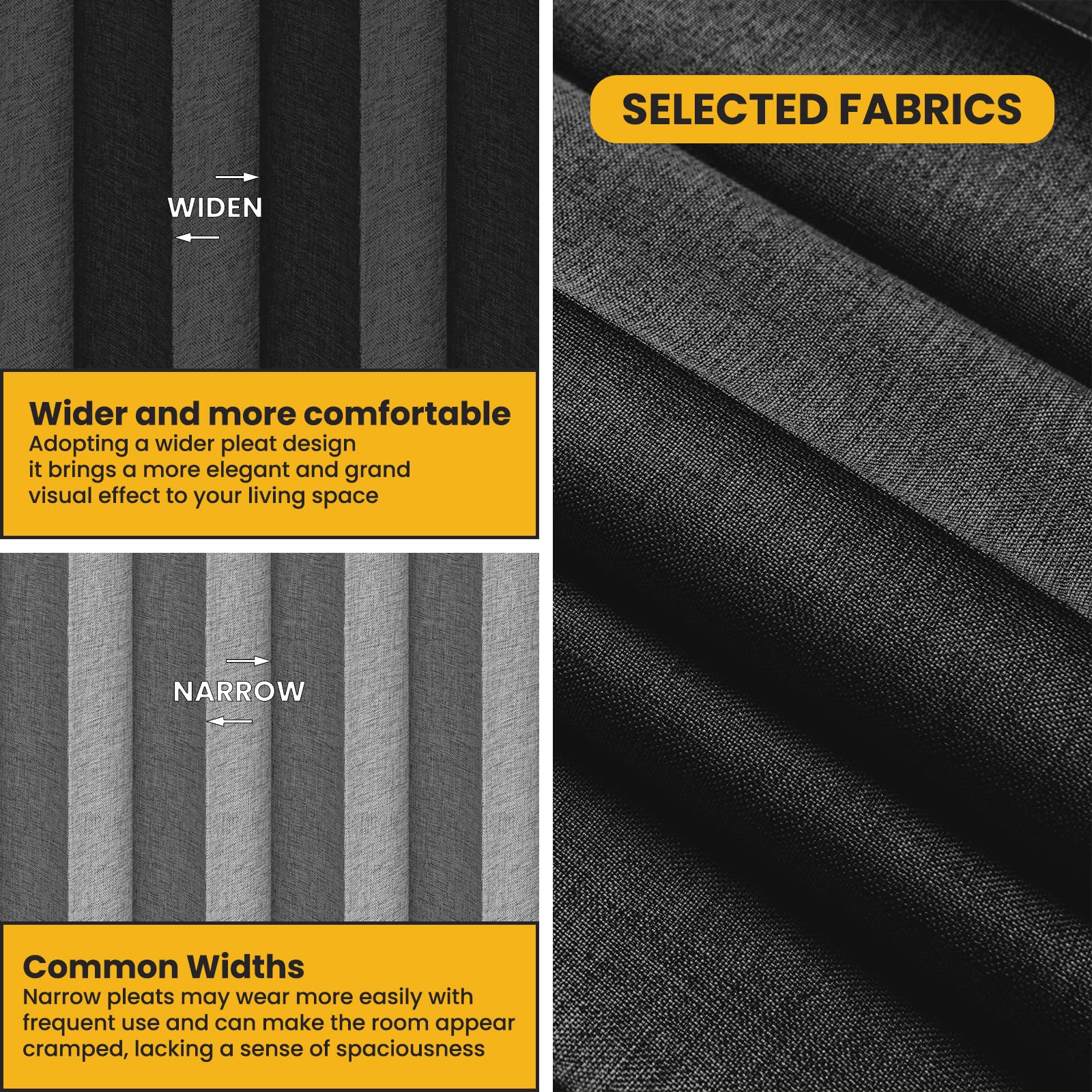 Cortinas divisoras de acordeón 100 % opacas, con pista de techo flexible, cortinas a prueba de sonido, adecuadas para dormitorio, patio, puerta corrediza (negro, 100 pulgadas de ancho x 84 6