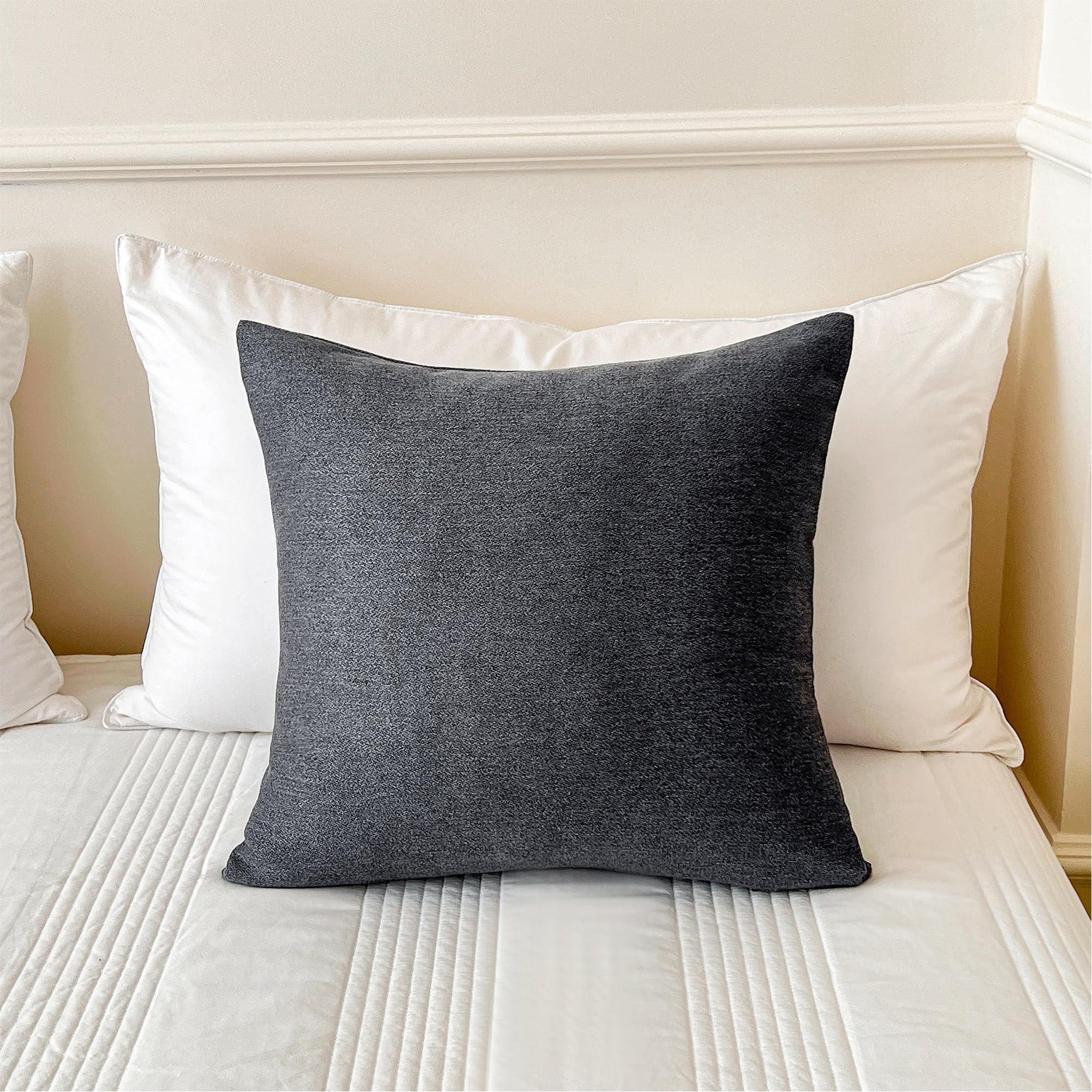 OSVINO Simple Solid Color Polyester Cotton Bedroom Guesthouse Bedding Protection Decor Bed Scarf Runner (Dark Gray, Super King) - Image 4