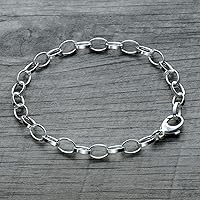 Vista 3 de Oval Link Charm Bracelet in 925 Sterling Silver