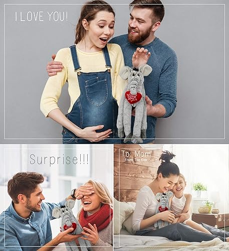 Miniatura 4 de DolliBu Elefante colgante de peluche con texto en inglés "I Love You", bonito animal de peluche con corazón rojo y nombre, regalo personalizado para