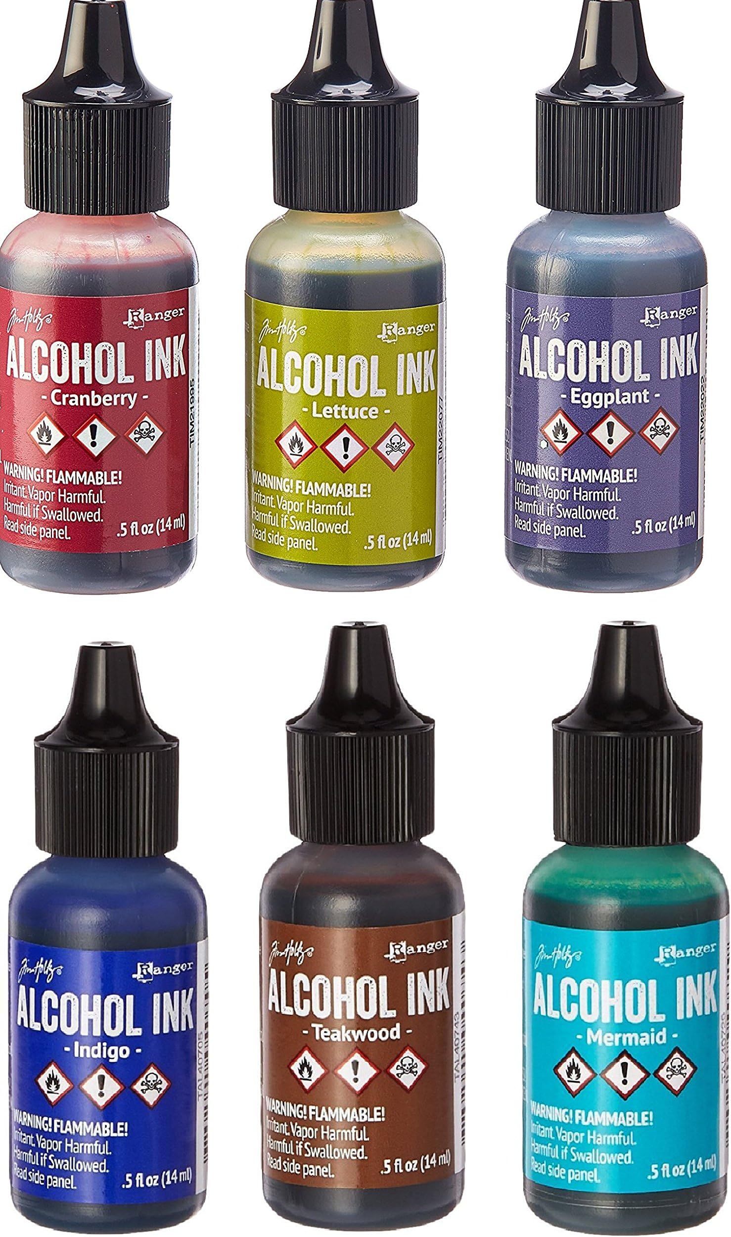 Tim Holtz - Ranger - Bundle of 6 Adirondack Alcohol Inks - Mariner and Farmers Market