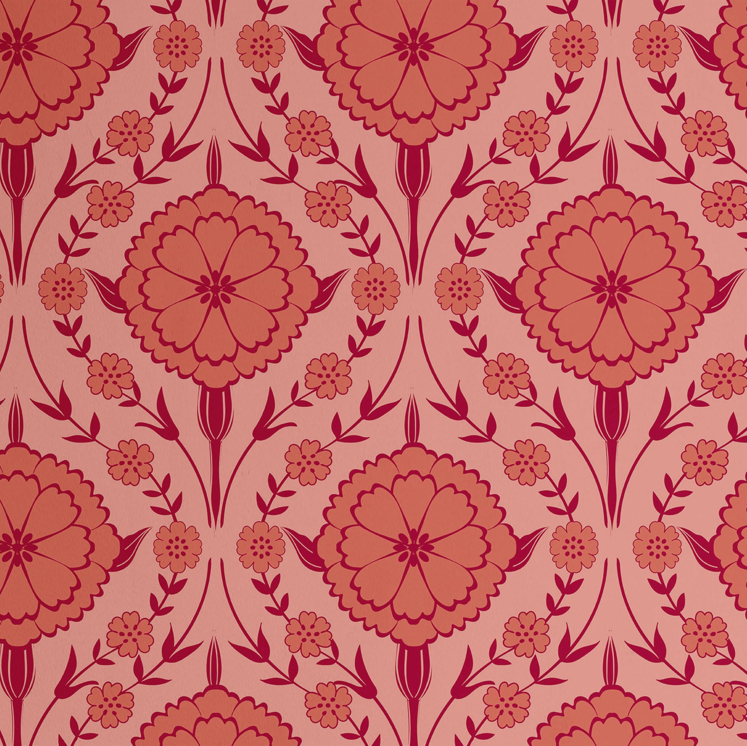 Papier peint floral asiatique corail pour une ambiance zen dans le salon