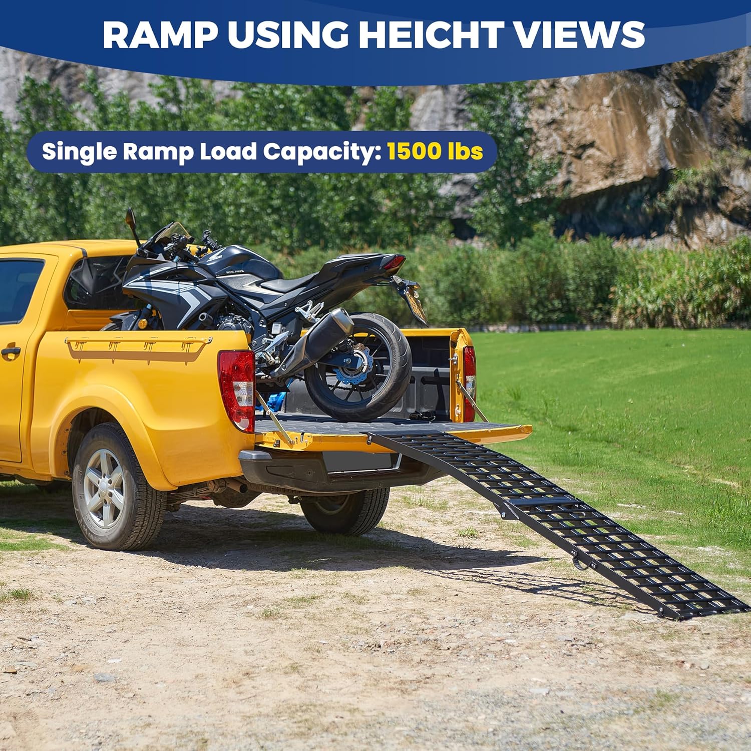 LEMNISCATE Motorcycle Ramps for Pickup Trucks,Dirt Bike Ramp for Truck Bed,10FT Aluminum Folding Powersports Loading Ramps for Bike,ATV,Lawn Mower,Golf Cart,Curb,1500 LBS Capacity,120"x17.7", 1PC