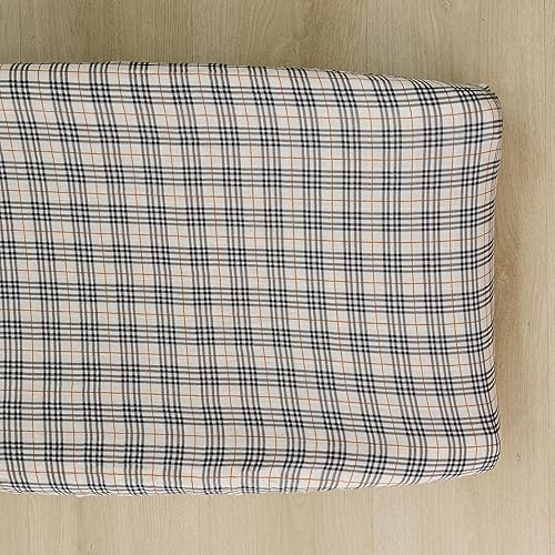 Miniatura 19 de Mebie Baby Funda para cambiador, a cuadros costeros, 100% muselina de algodón para cambiador para bebé, niño y niña, fundas de decoración de cuadros