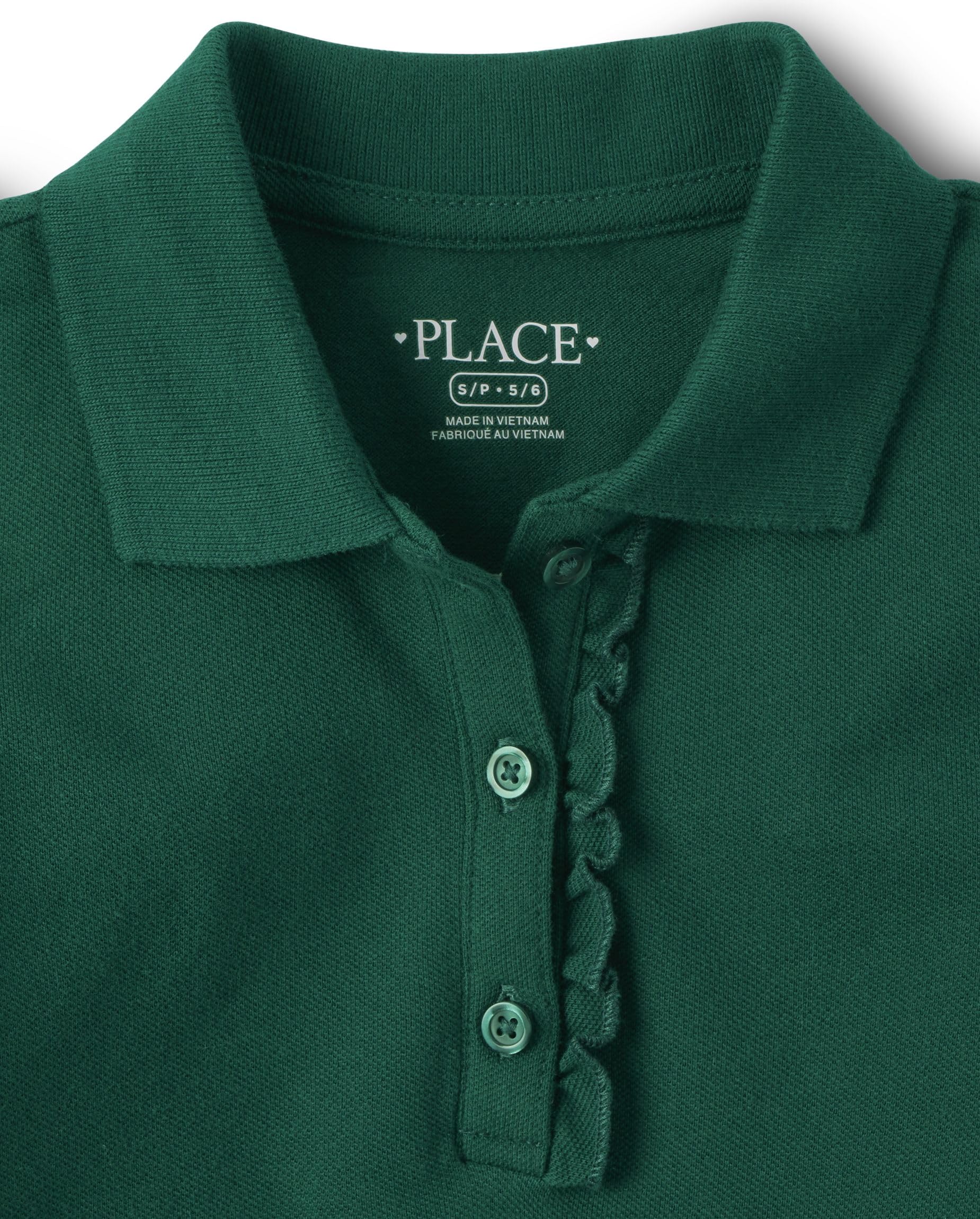 The Children's Place Vestido Polo de Manga Corta con Volantes para niña
