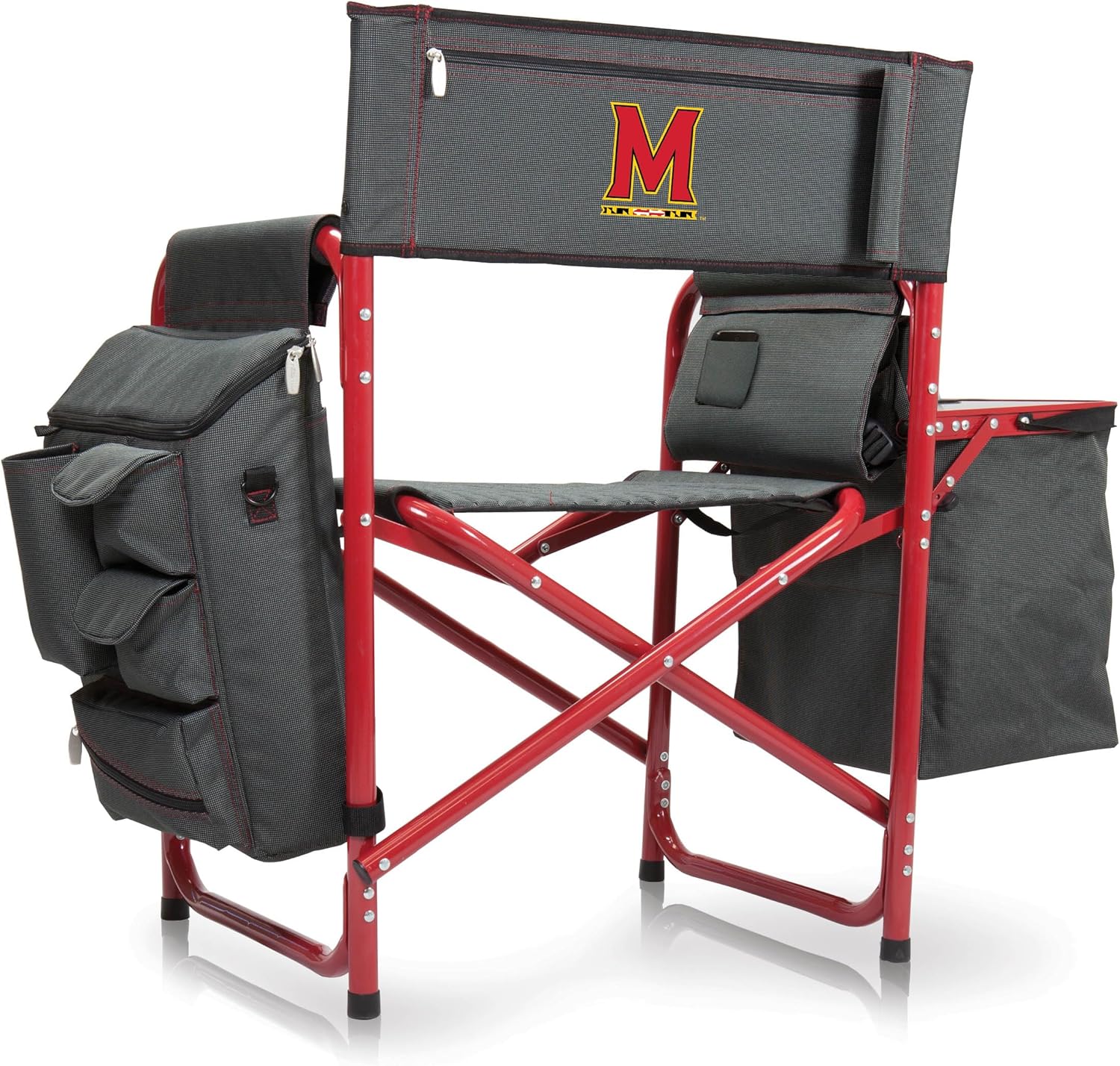 PICNIC TIME NCAA Maryland Terrapins Fusion Camping Chair with Side Table and Soft Cooler - Beach Chair for Adults - Lawn Chair