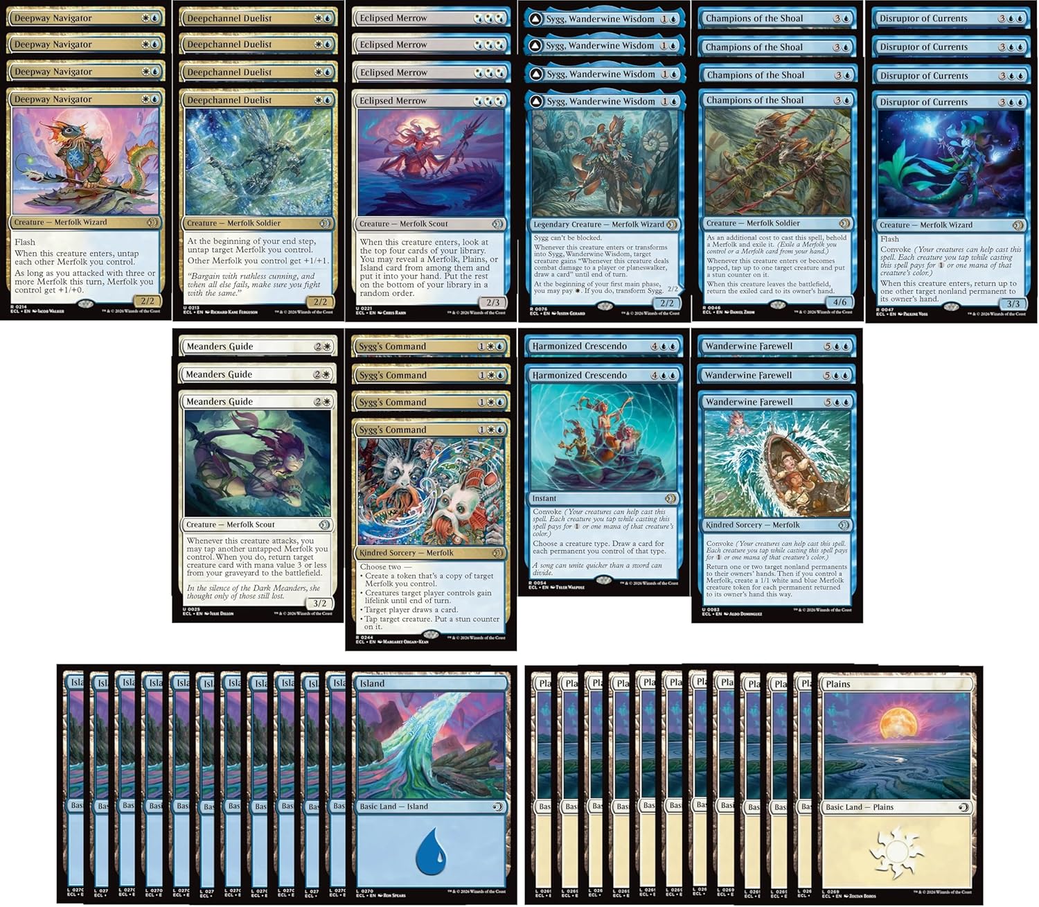 Azorius Merfolk Magic The Gathering Deck - Blue White - Very Powerful - Modern Legal - Custom Built - 60 Card MTG!