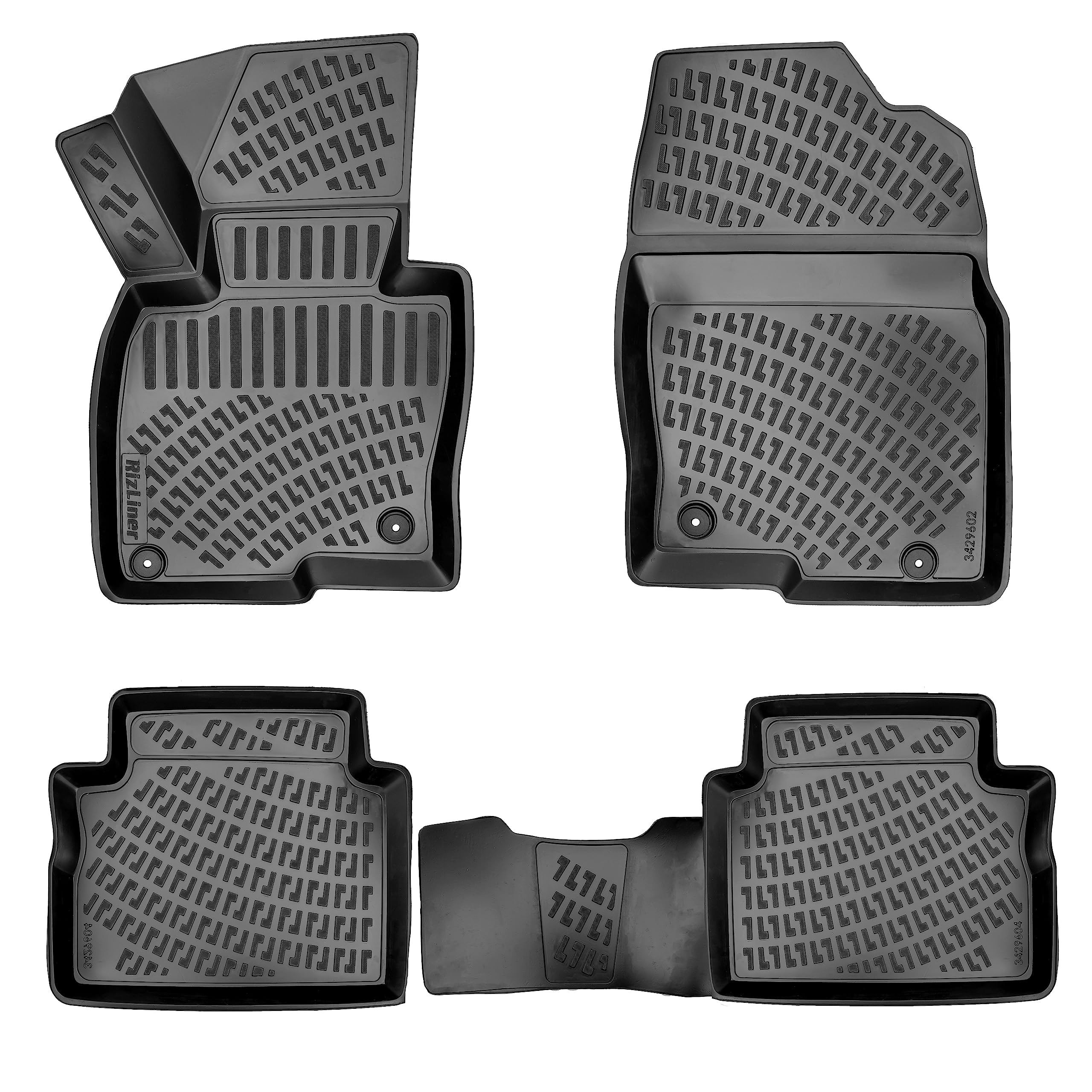 RizLiner Custom Fit Floor Mats Compatible with Mazda CX-5 2017-2023 3D Laser Measured 1st & 2nd Row Floor Liners All Weather Odorless Non-Slip TPE Car Mats (Front & Rear, Black)
