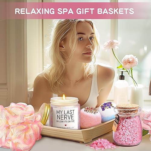 Miniatura 5 de Regalos para el día de la madre para mamá, regalos de cumpleaños para mujeres, amistad, cesta de regalos de spa con vaso de vino, juego de regalo