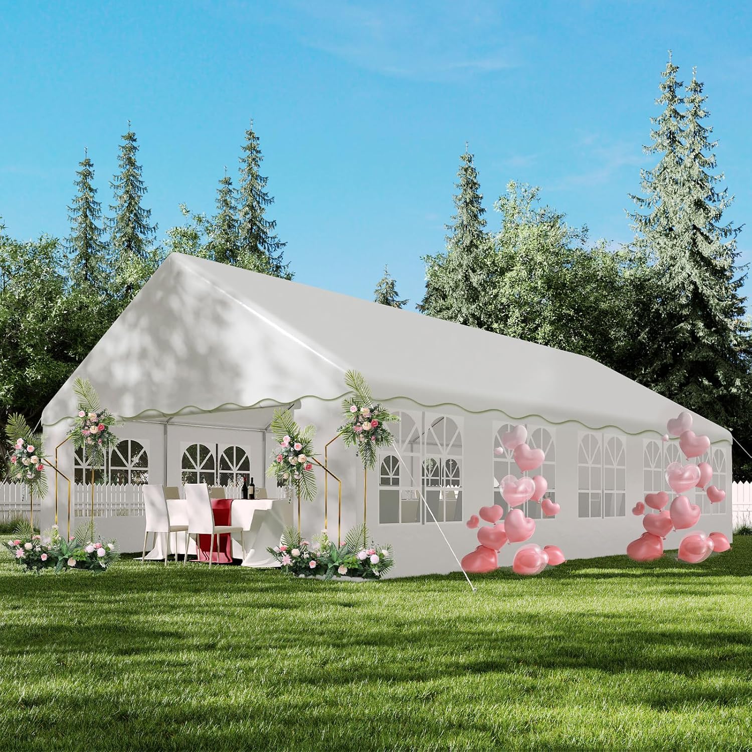 Large Wedding Tent with Removable Sidewalls, Event Canopy Shelter for Birthday Party, Outdoor Event