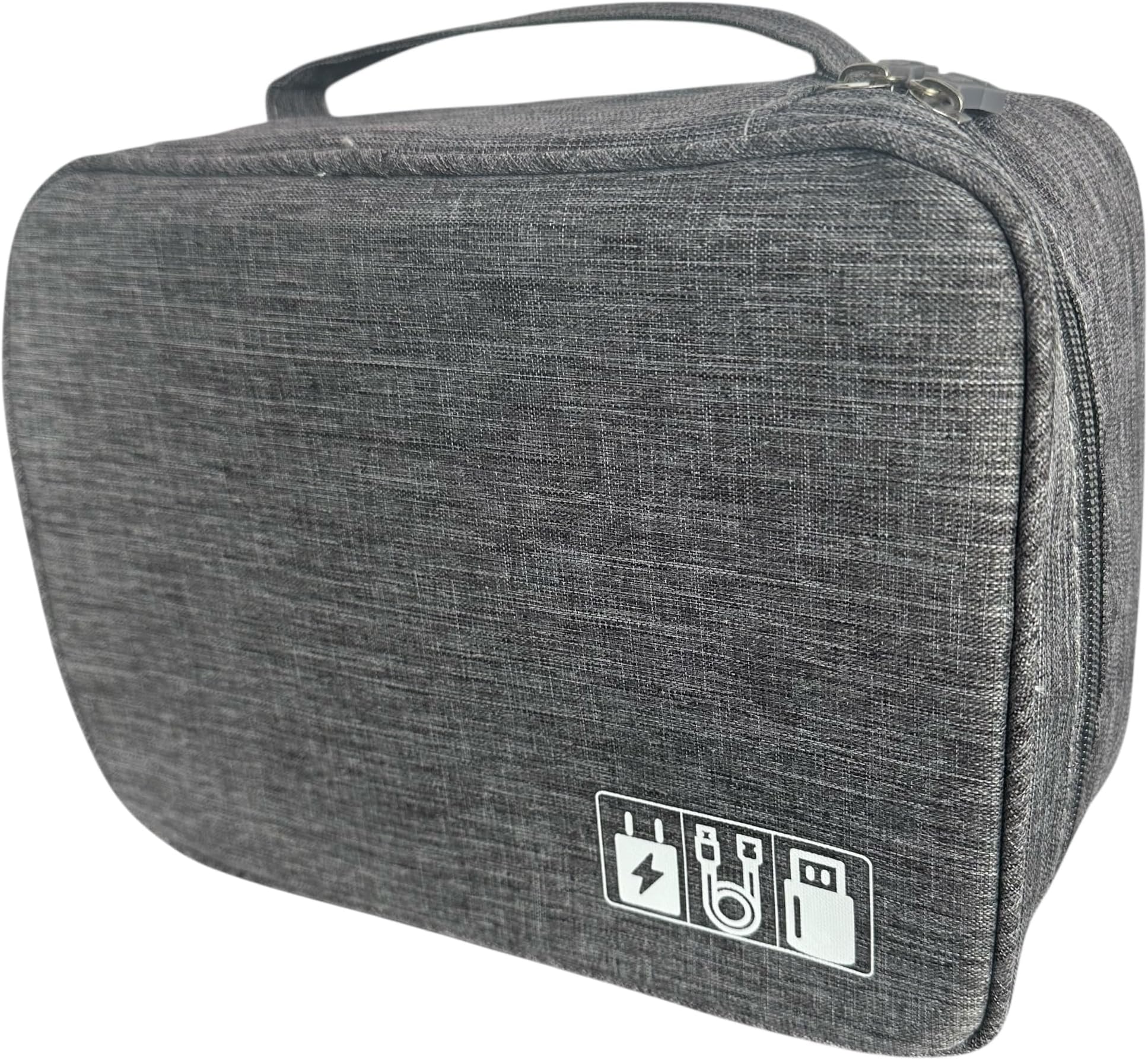 Electronics Accessories Travel Bag – Compact Cable Organiser Case for Tech Gear – Power Bank, USB Cables, Memory Cards & Chargers – Water-Resistant, Grey