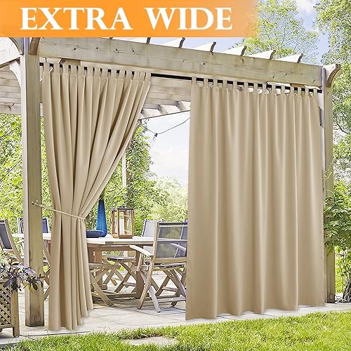 Miniatura 2 de RYB HOME Cortinas de porche impermeables para exteriores, 2 paneles desmontables superiores resistentes al agua, bloqueo UV, cortinas térmicas para