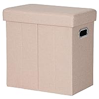 COSYLAND Puff Pieghevole con Contenitore 39L– Pouf Contenitore in Tessuto Lino