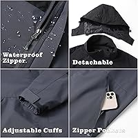 Vista 9 de GIISAM Chaqueta de lluvia para hombre, impermeable, ligera, para exteriores, rompevientos con capucha