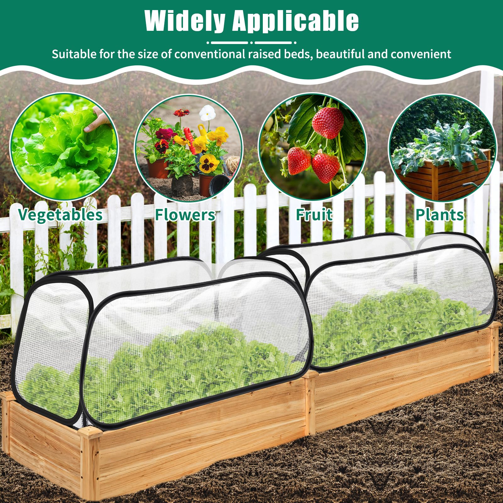 Paquete de 2 cubiertas de jardín para camas elevadas, 45 x 22 x 16 pulgadas, acelerador de cubierta de plantas de jardín, protección contra congelación, cubierta de invernadero para camas de jardín
