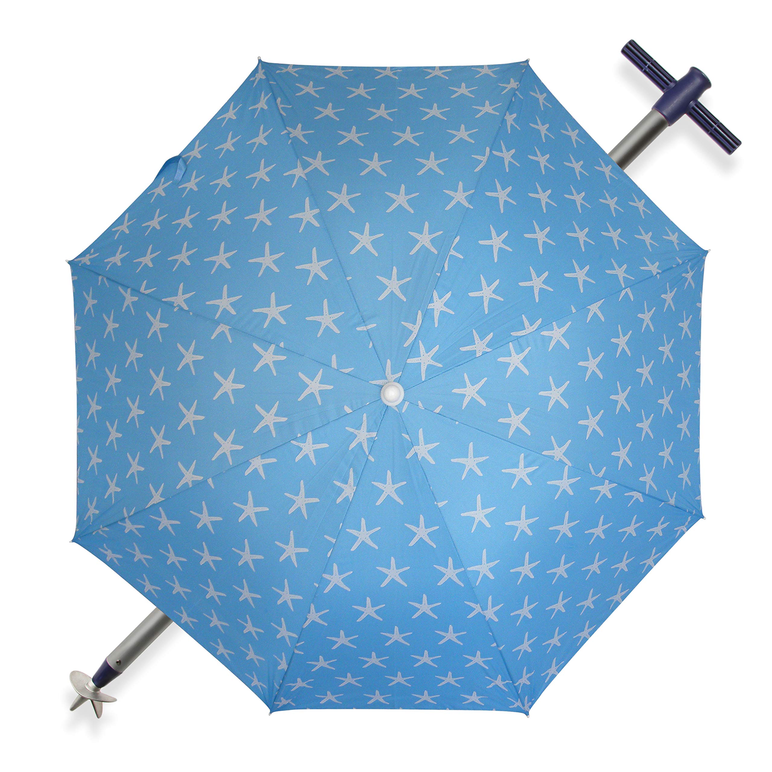 Pincho Sombrilla de Playa Ø180 cm Acero, Tela poliéster con protección UPF 50+, Sistema, Punta de Aluminio y maneta, 8 Varillas de Acero de 3 mm, reclinable