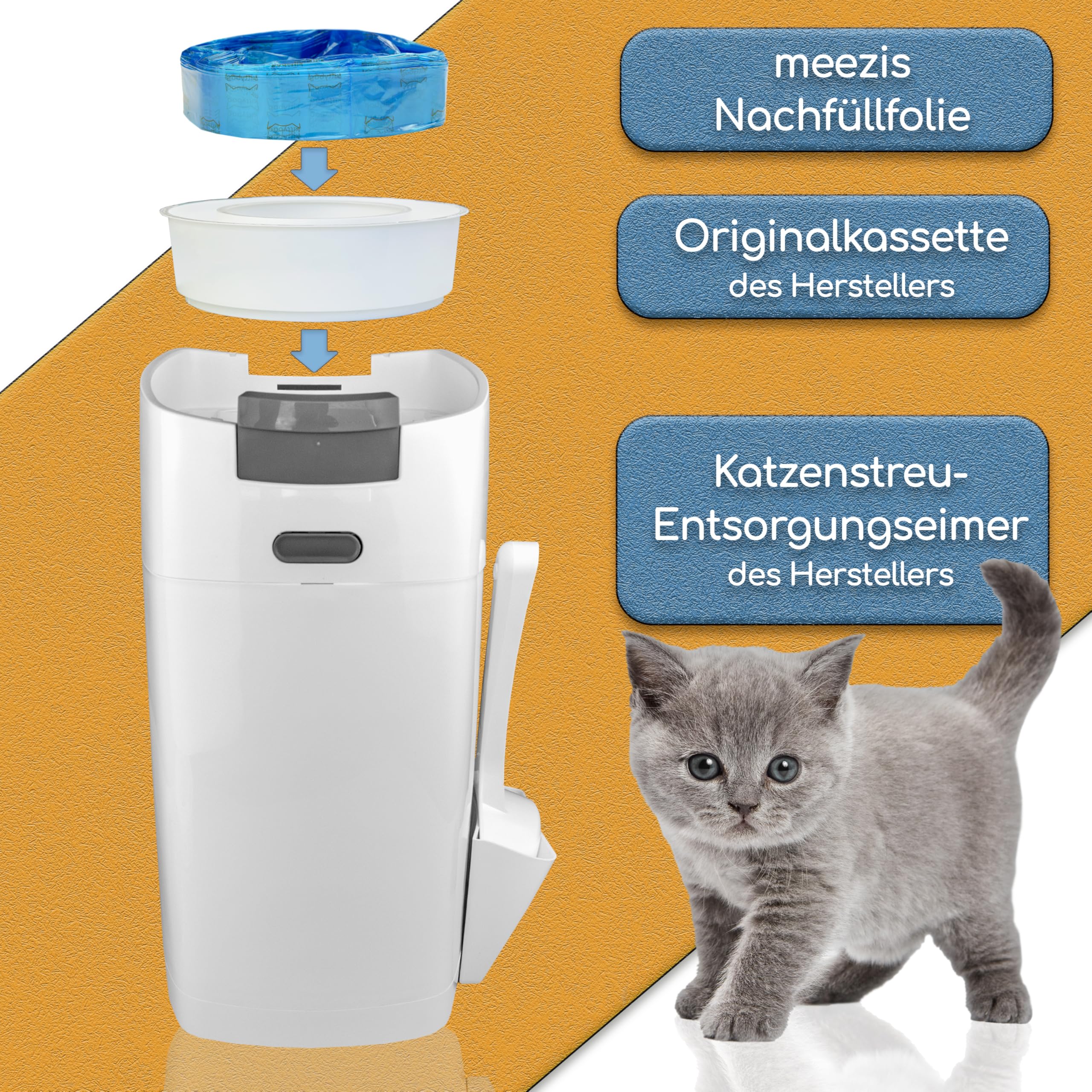 meezis Nachfllfolie 4-Pack - kompatibel mit Nachfllkassetten fr  Katzenstreu-Entsorgungseimer; geruchsdichte und strapazierfhige  Nachfllfolien fr Katzen-Mlleimer (4 Stck) : Amazon.de: Haustier