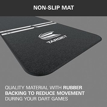 Target Darts World Champion Darts Mat Black and White | Dart Oche Mat with Soft Tip and Steel Tip Throw Line Distances | Non Slip Carpet Mats for Floor and Dart Tips Protection | Darts Accessories UK