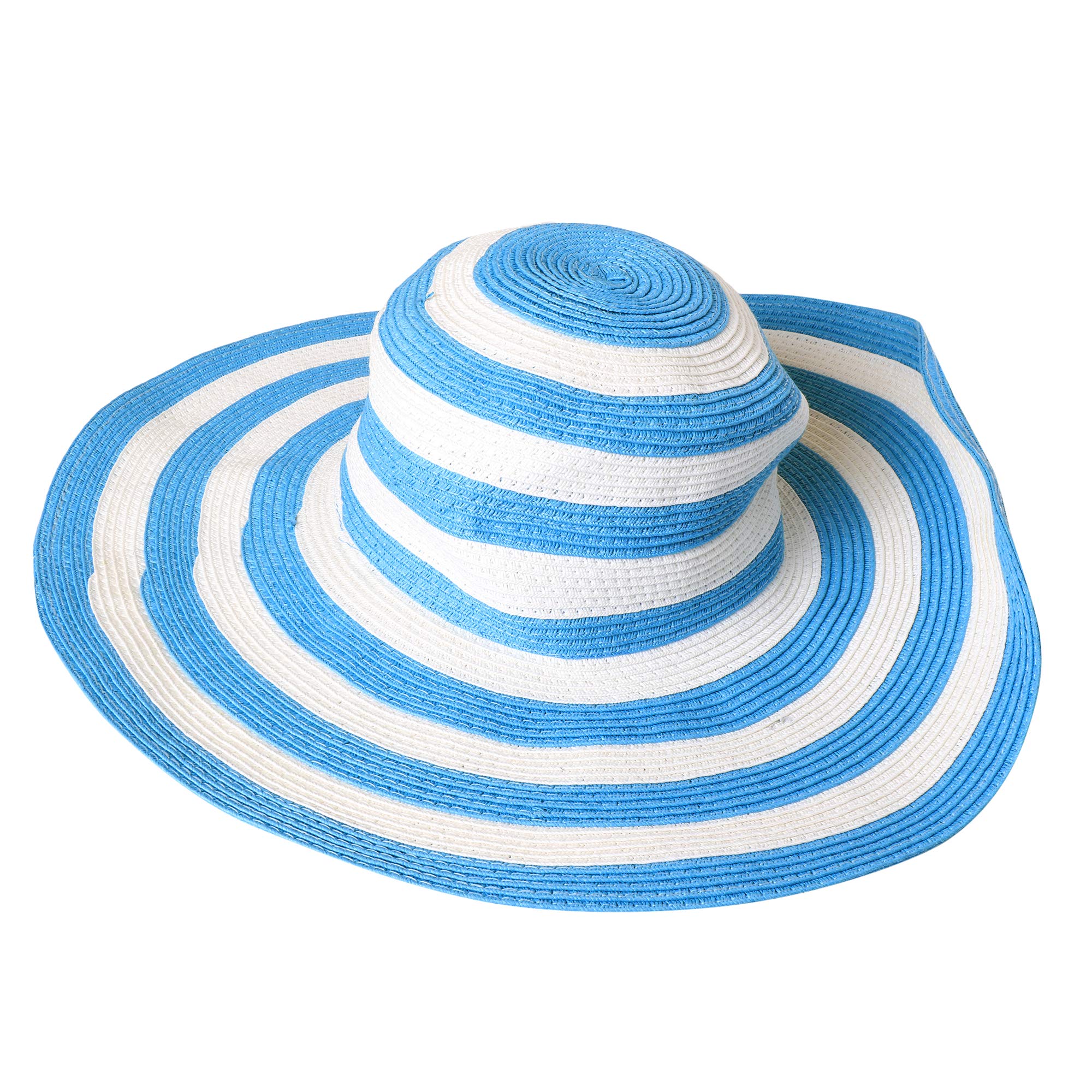 All For ColorTurquoise and White Striped Toddler Hat - Stylish Straw Bucket Hat, Wide Brimmed Sun Hat for Kids, Lightweight Summer Beach Fashion