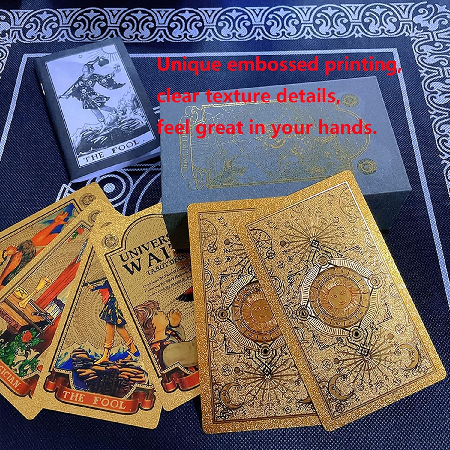 Tarot Cards Deck, Water Proof with Guidebook Divination Oracle 80 Cards, Fortune Telling Game Set for Family Reunion Beginners Expert Readers for Christmas Birthday, Black