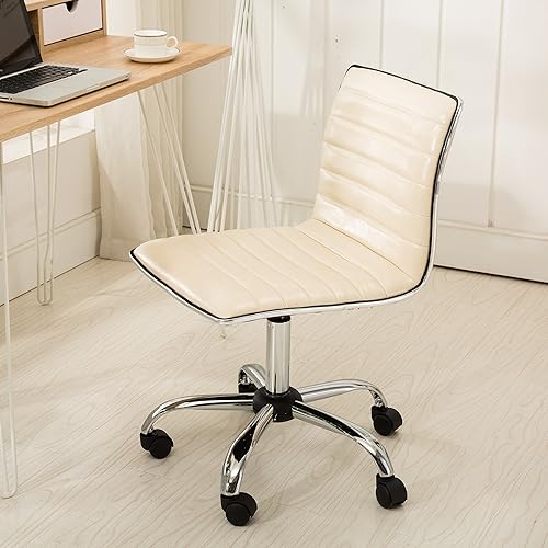 Miniatura 6 de Roundhill Furniture Fremo Chromel - Silla de oficina ajustable con elevación de aire, color beige Beige,Blanco