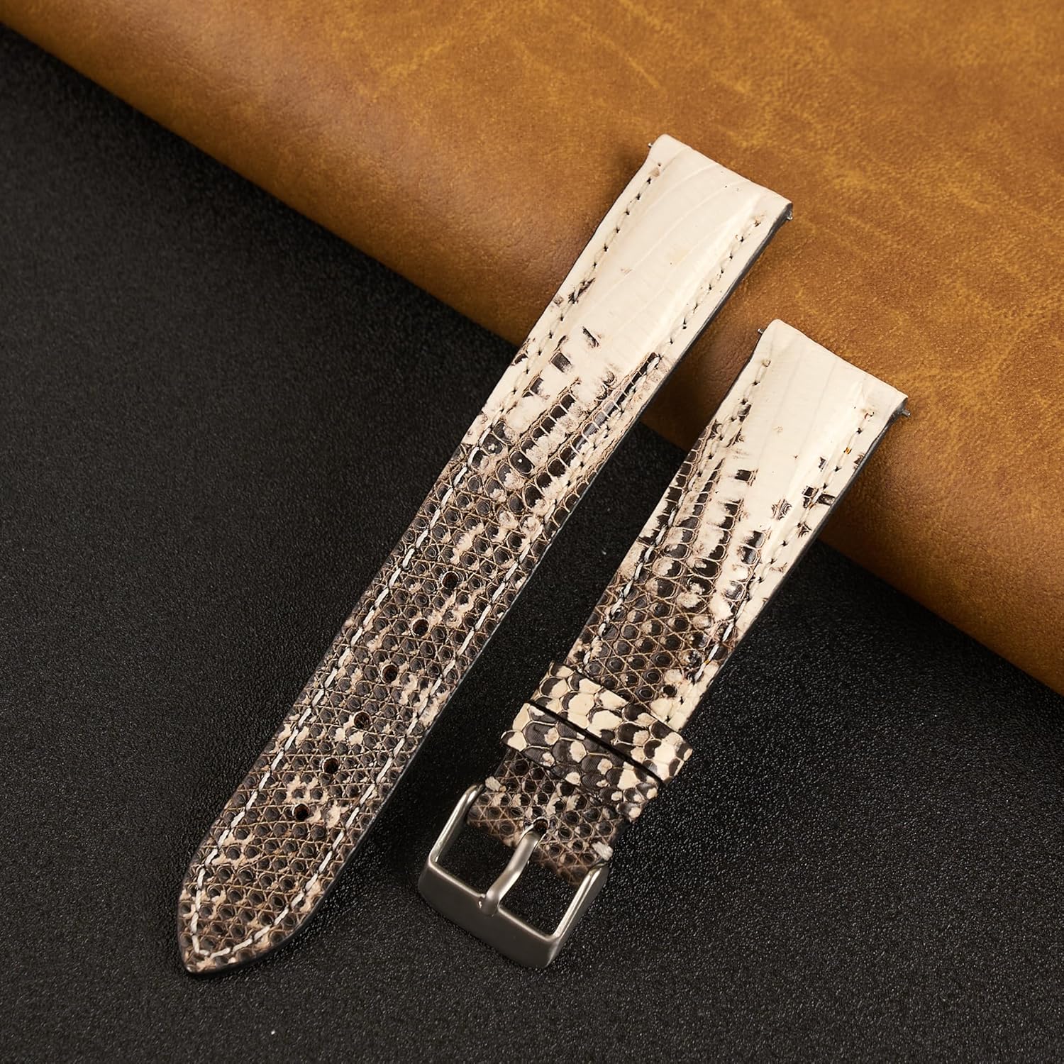 vinacreations Handmade Leather Watch Band Men Quick Release Premium Stingray Leather Watch Strap Replacement Stainless Steel Buckle Bespoke 18mm 19mm 20mm 21mm 22mm 24mm