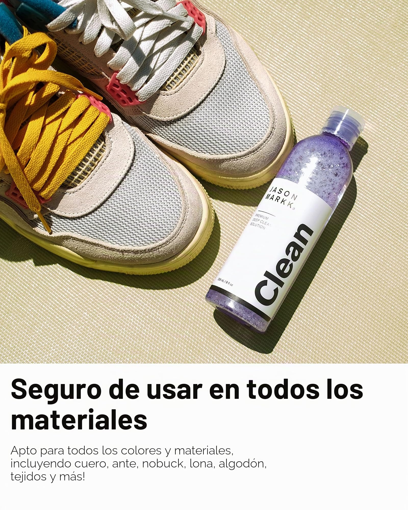 Jason Markk Cepillo para zapatos y limpiador profundo de 8oz/236 ml en set – para la limpieza y cuidado de zapatos y diversos materiales, morado, Einheitsgröße