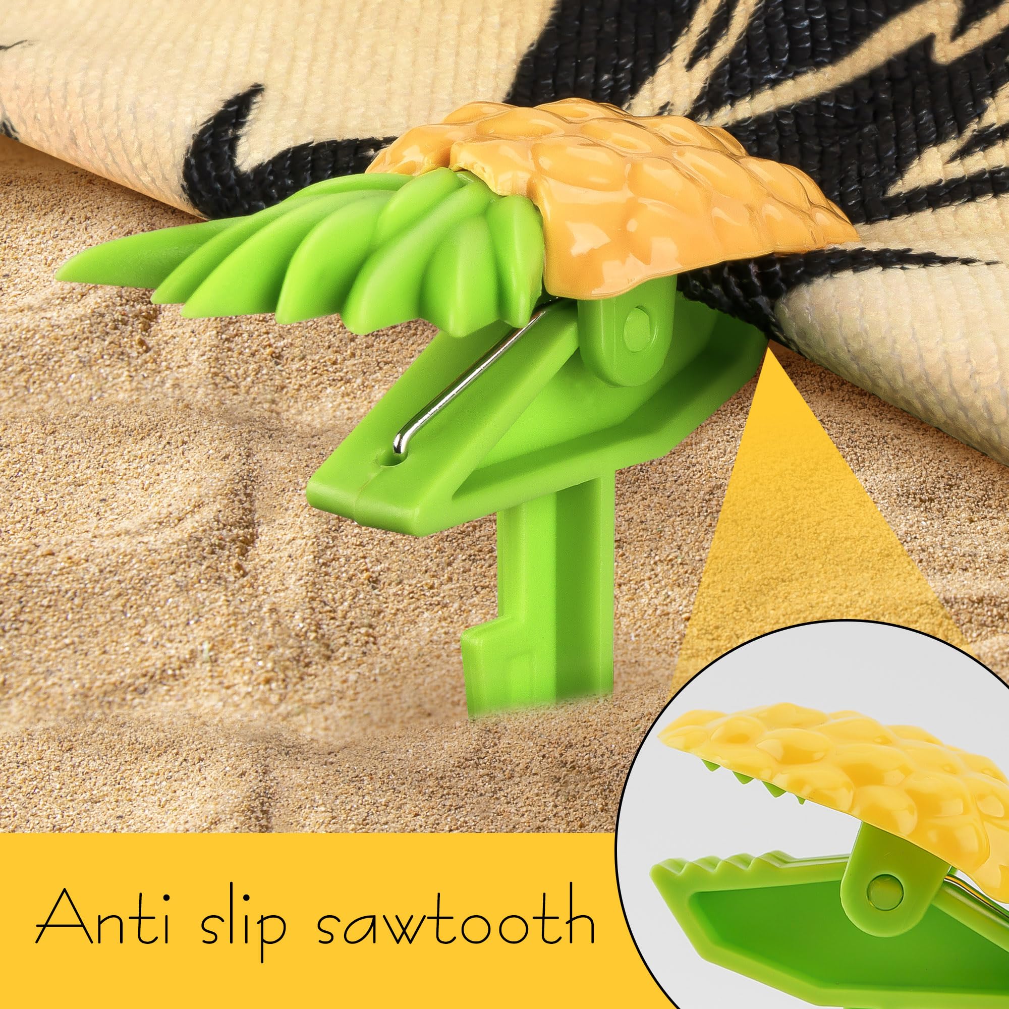 Clip D'ancrage Pour Serviette De Plage - Pince En Plastique, Piquet Inclus, Pour Fixer Couvertures Et Tapis (14.5x10.5 Cm)