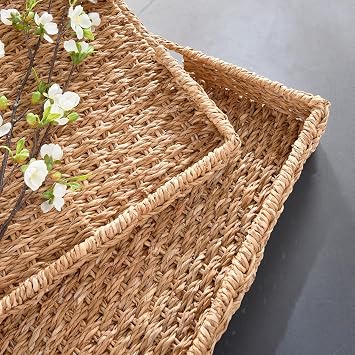 Seagrass Rectangular Trays, Set of 2-2 Pc Square