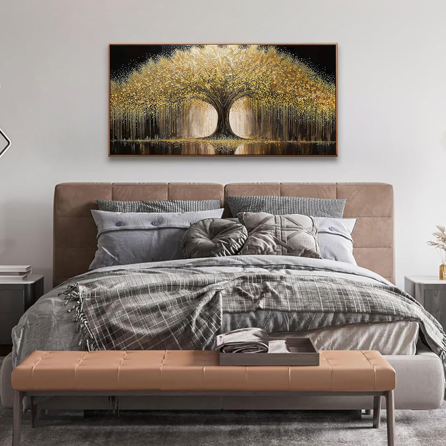Framed Wall Art Gold Tree Of Life Wall Art Prints Artwork For Walls Modern Art Wall Decor For Living Room Bedroom Canvas Prints Bathroom Kitchen Dining Room Office Artwork Wall Decor 20x40 Inch