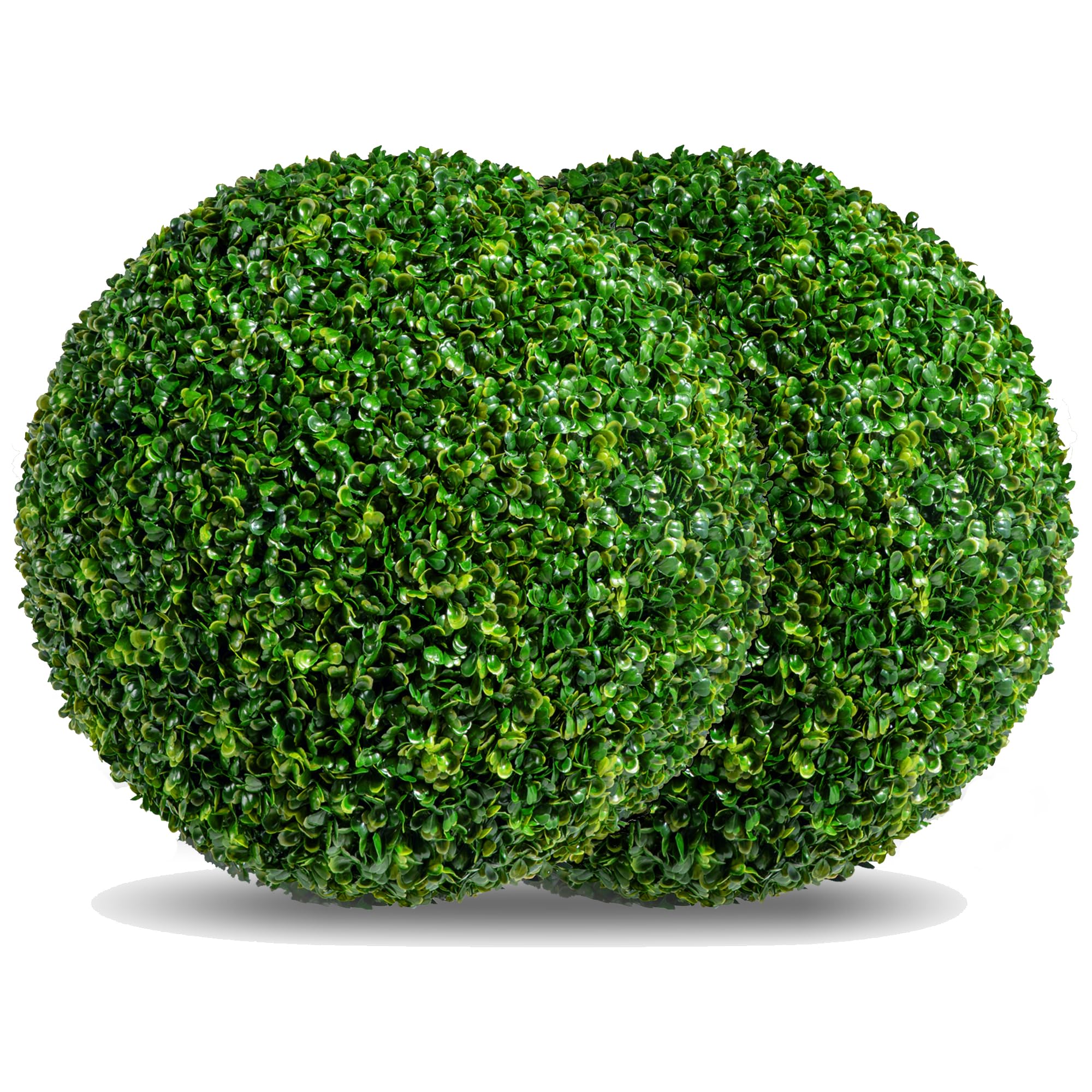 Two 16 Inch Artificial Plant Green Topiary Ball, UV Resistant Anti-Fading Faux Boxwood Balls, Hanging Fake Plants Balls for Indoor Outdoor, Garden, Wedding Party Decor