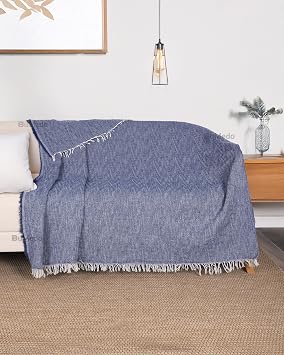 Multi-Purpose Cotton Good Quality Frequently Woven 175X215 Cm Non-Slip Sofa Sofa Cover Navy Blue