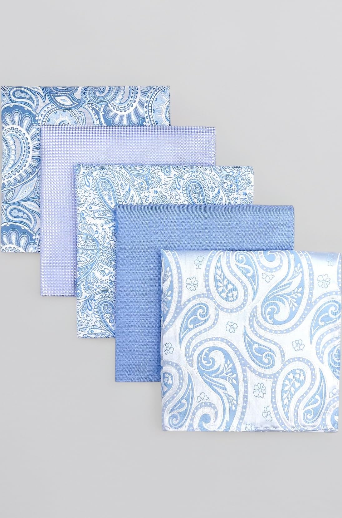 SHLAX&WING 5 Pieces Assorted Mens Silk Pocket Square Handkerchiefs Set 33