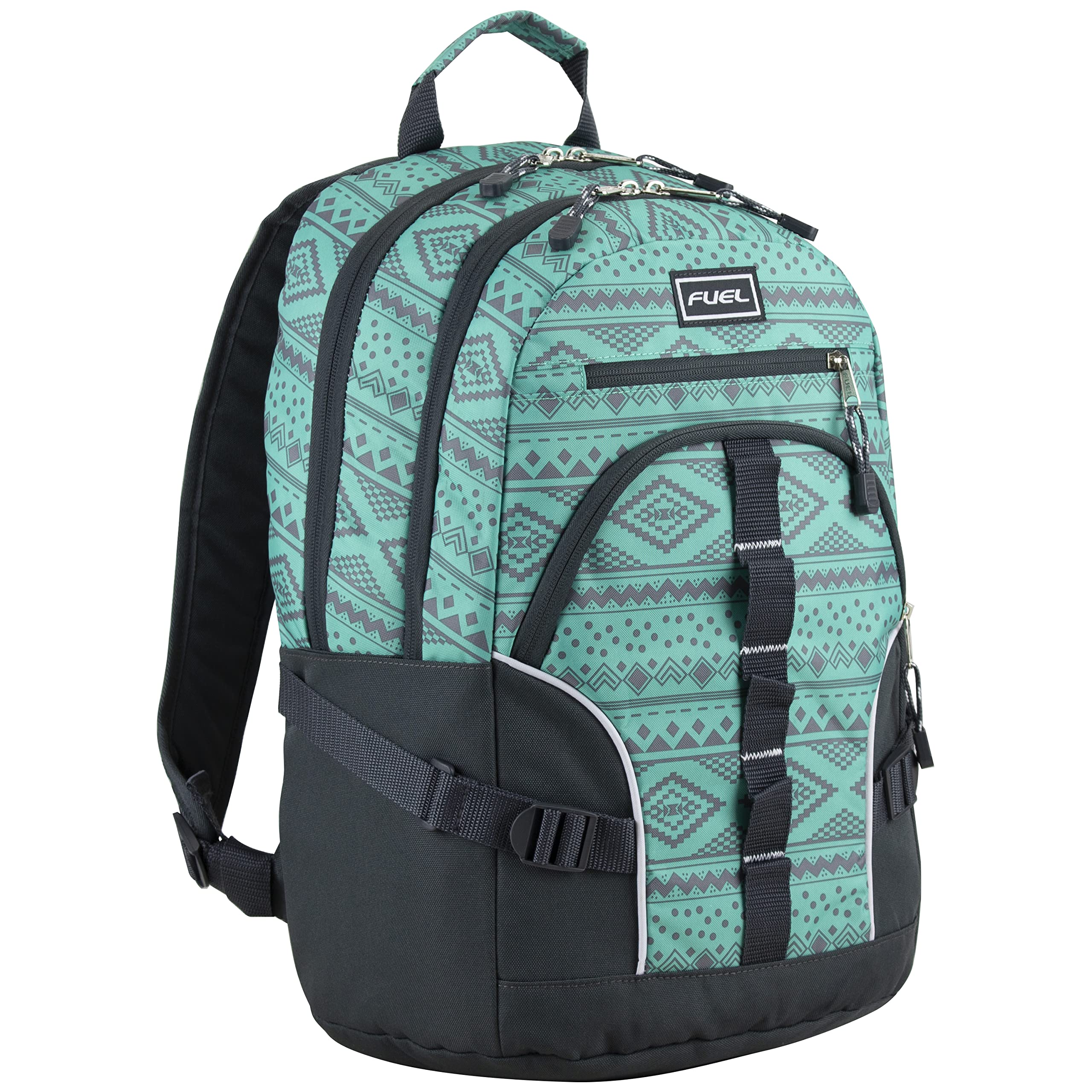 FUEL Hiking Laptop Backpack, College Bookbag, Travel Daypack with 5 Compartments, Dynamo Tech Pocket, 18.5 Inches, Festive Aztec