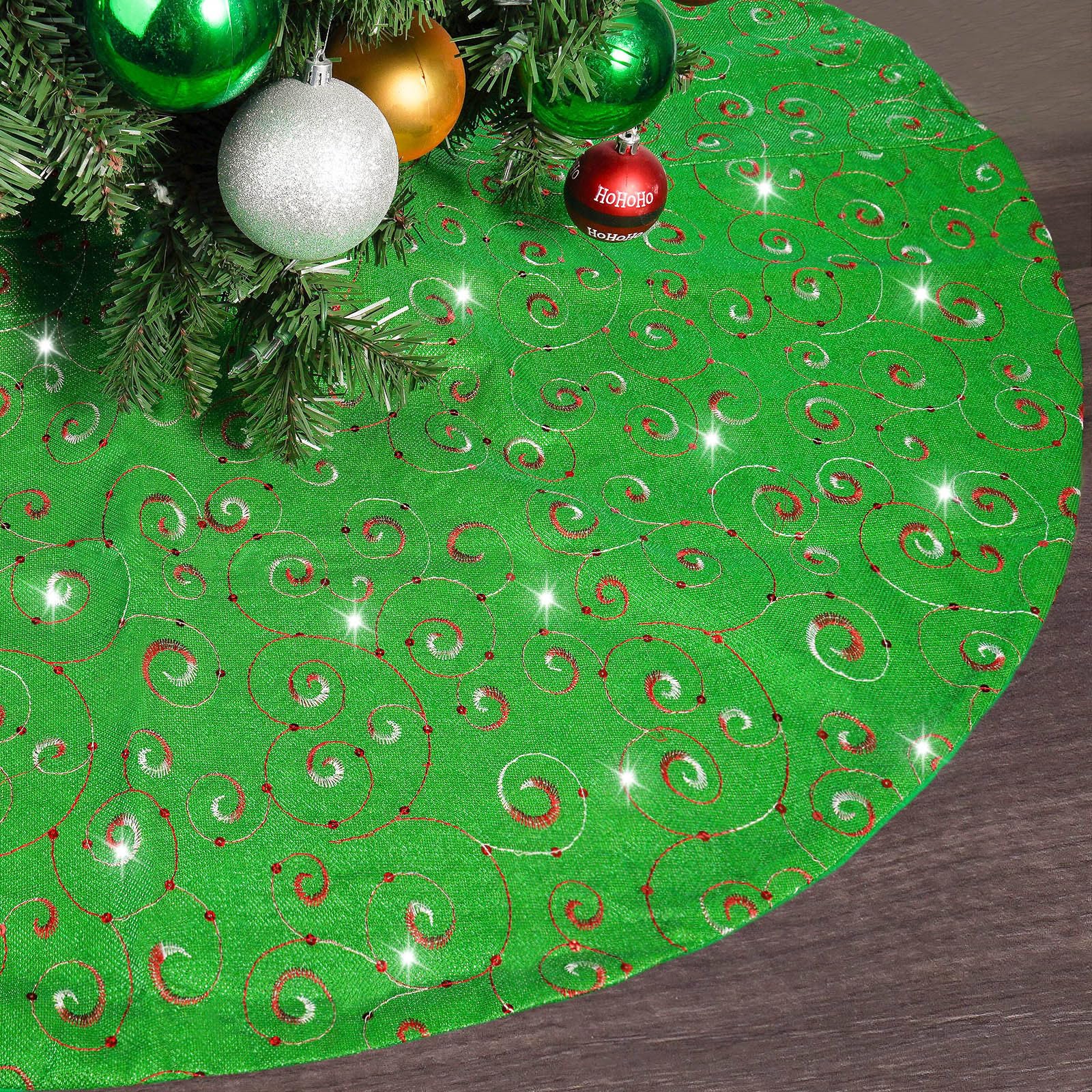 Tappeto per albero di Natale in morbida flanella, diametro 121,9 cm, con ganci di fissaggio, per festival e riunioni di famiglia, copertura base albero