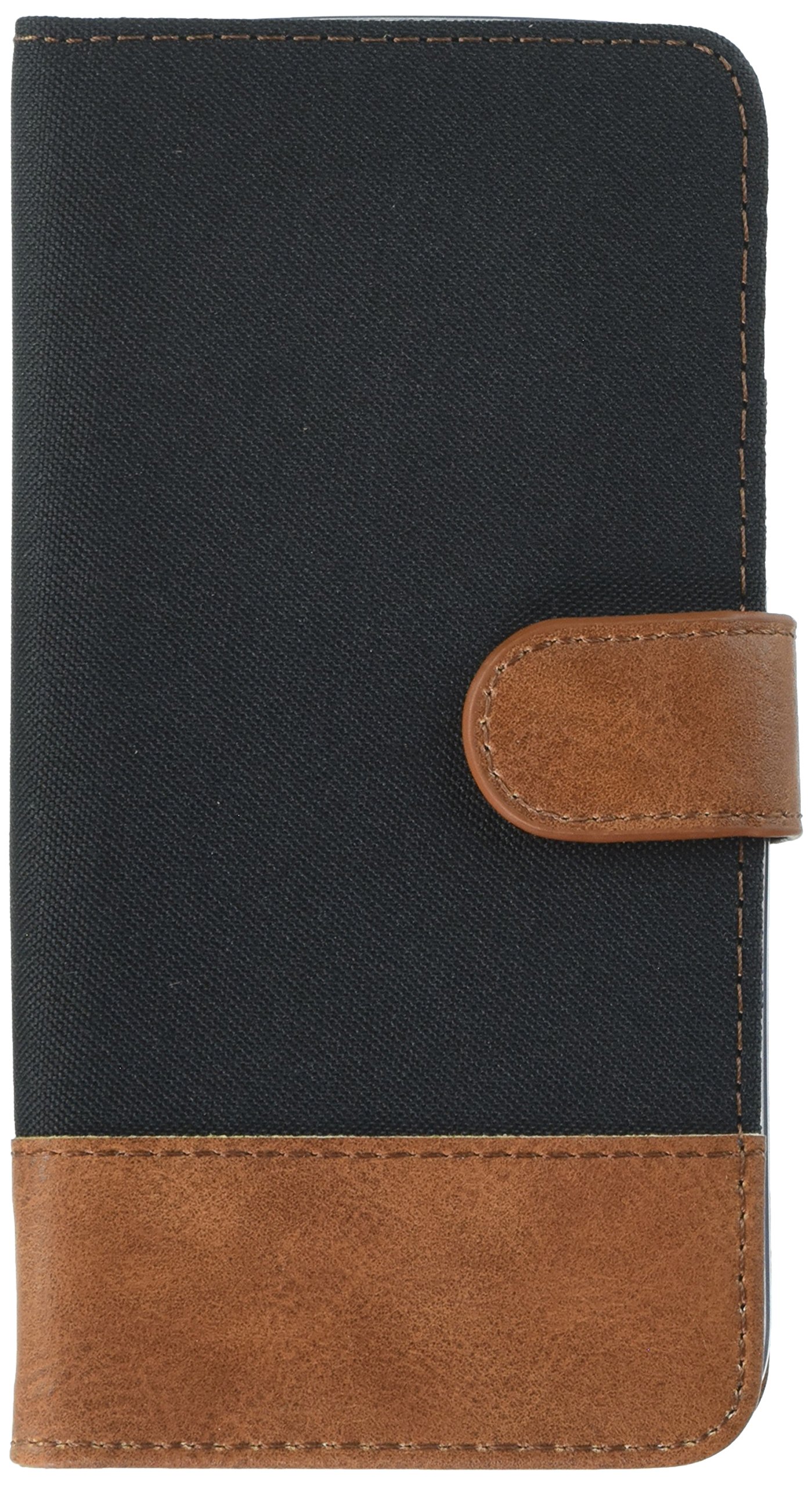 kwmobile Wallet case Canvas Cover for Motorola Moto G5 Plus - Flip case with Card Slot and Stand in Black Brown