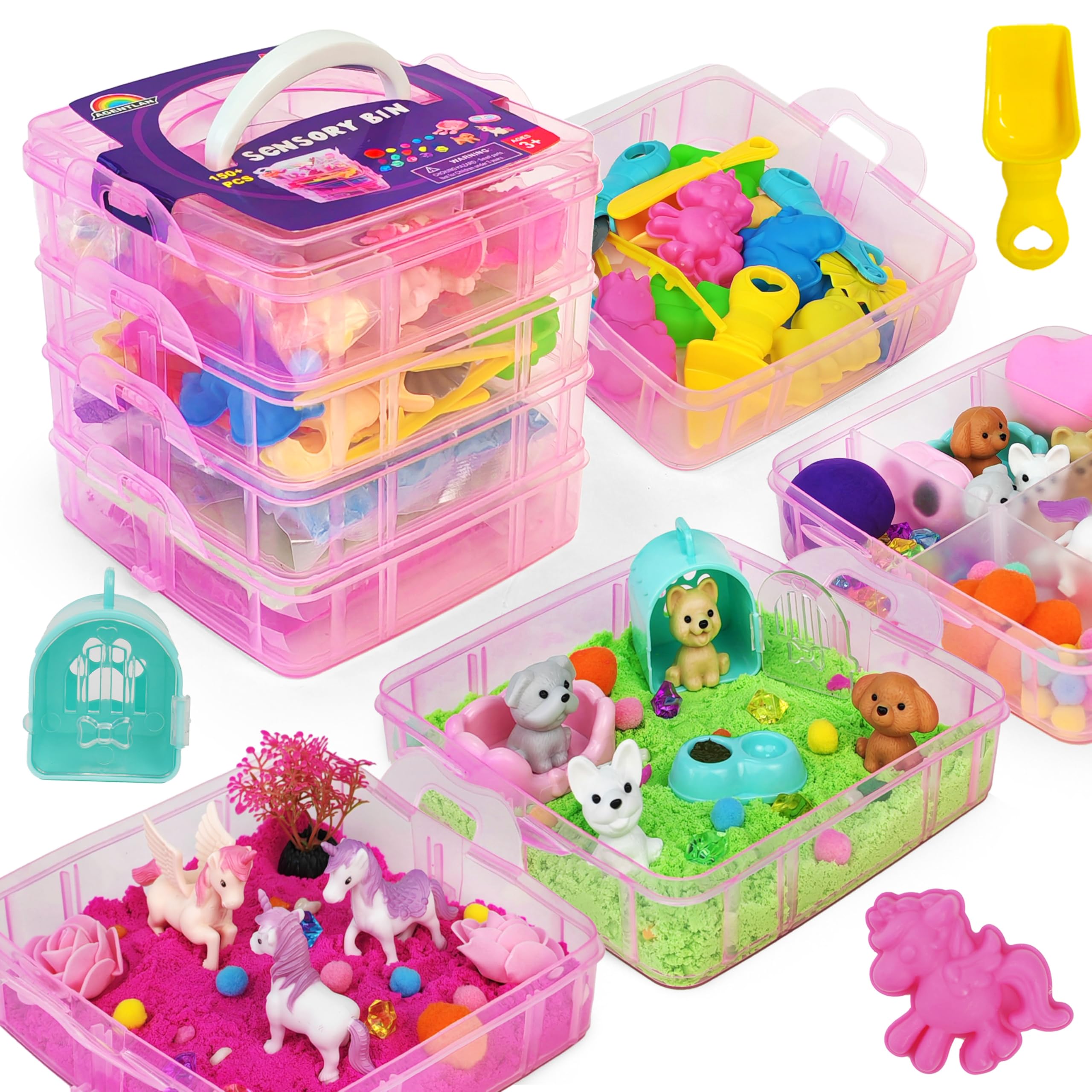 Stackable Sensory Bin, Unicorn & Pet Sensory Sand